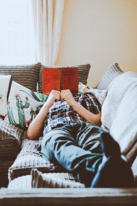 man reading a book